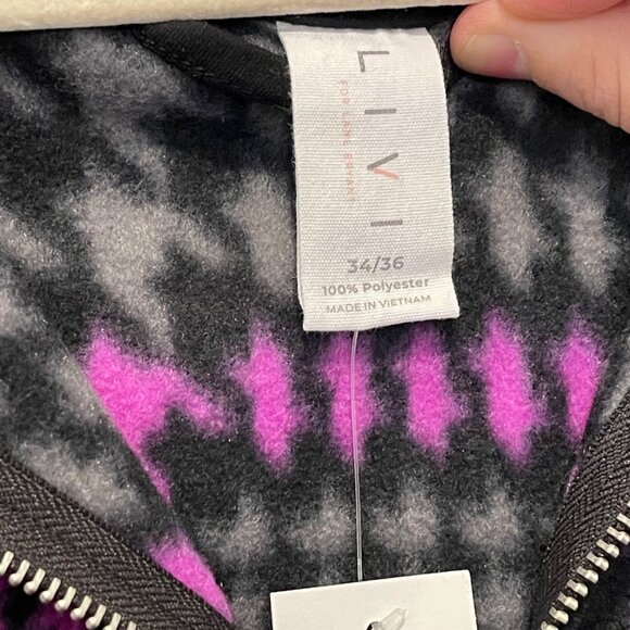 NWT LIVI Plaid Hooded Full-Zip Jacket Size 34/36 Womens grey, pink, NEW - Picture 3 of 7